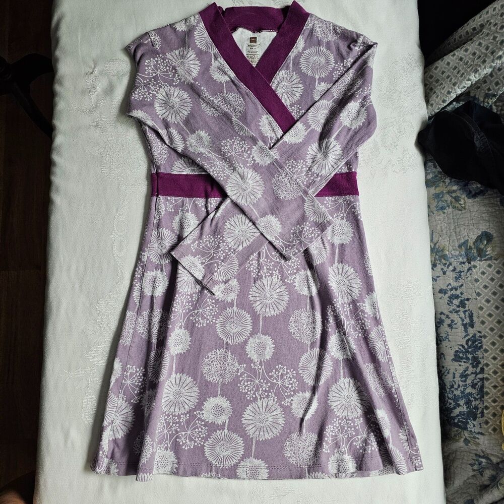 Tea Girl's all Cotton Pullover Dress in Shades of Purple & White Floral sz 12